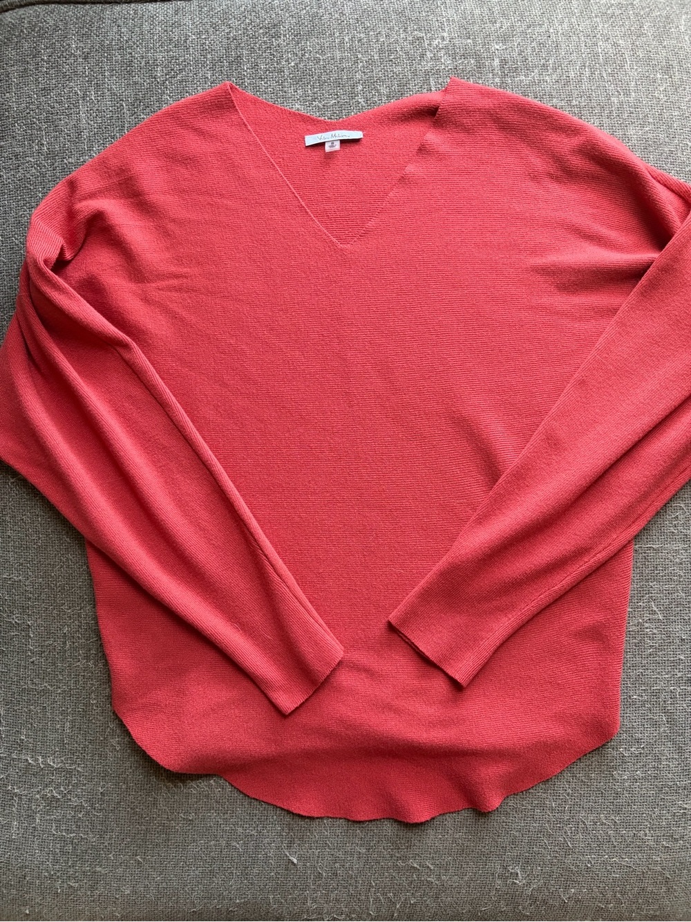 Lightweight Coral V-Neck Sweater
